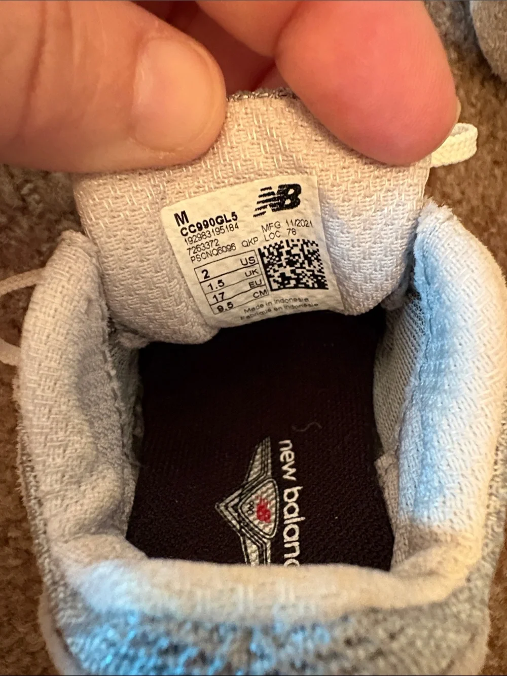 New Balance 990V infant newborn baby lace up crib tennis shoes